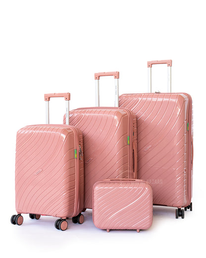 4-Piece Anti-Theft PP Luggage Set – Includes 3 Unbreakable Travel Bags + Beauty Case