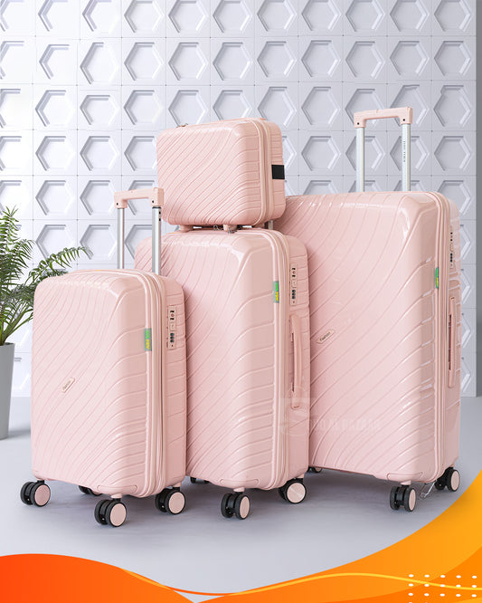 Set of 4 Anti-Theft PP Luggage 3 Unbreakable Travel Bags + Beauty Case