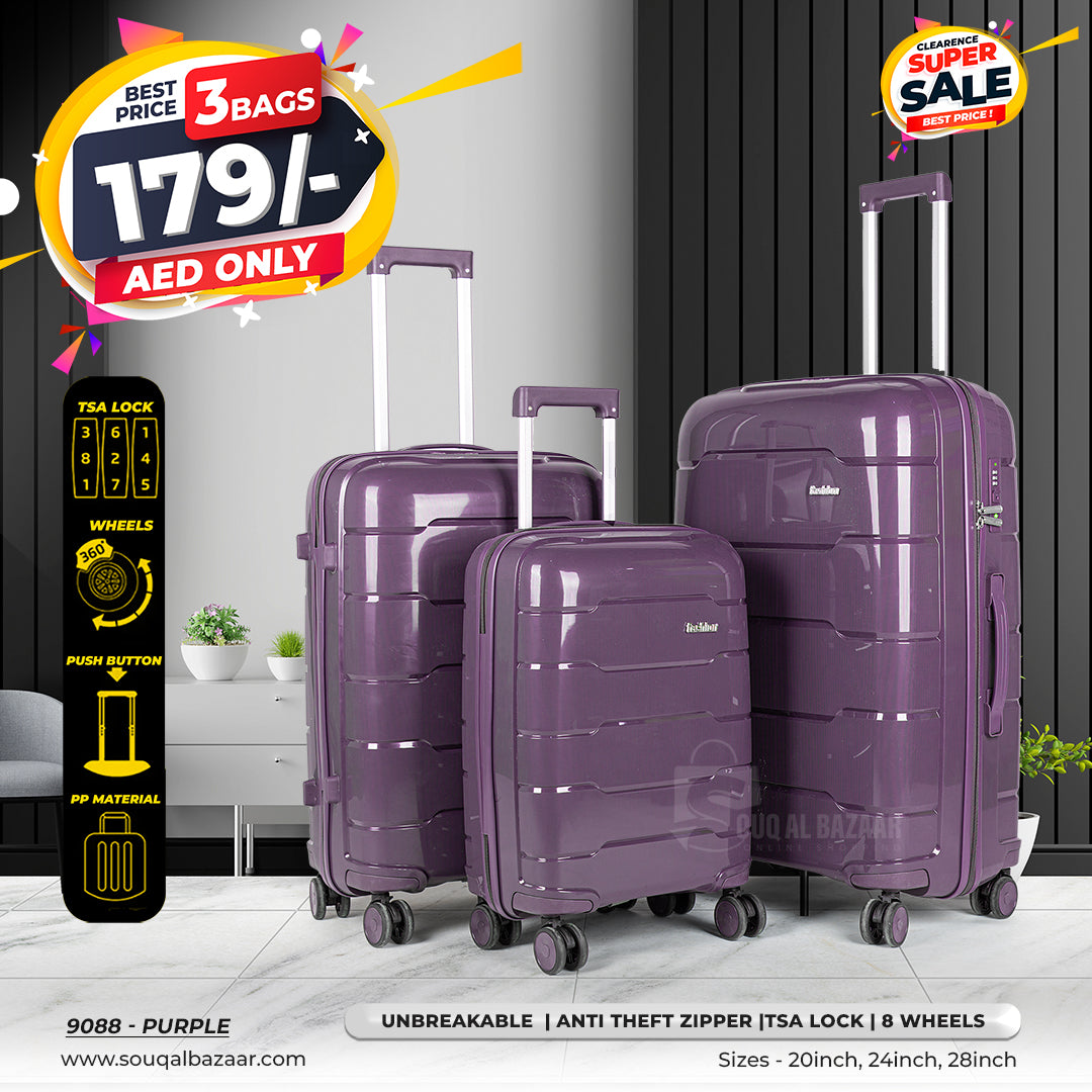 Plume Rubberized PP Unbreakable Travel Luggage Bag With 360° Spinner Wheels