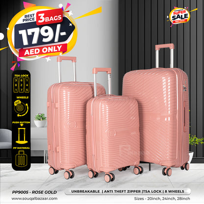 Robuz PP Unbreakable Rubberized Travel Luggage Bag With 360° Spinner Wheels