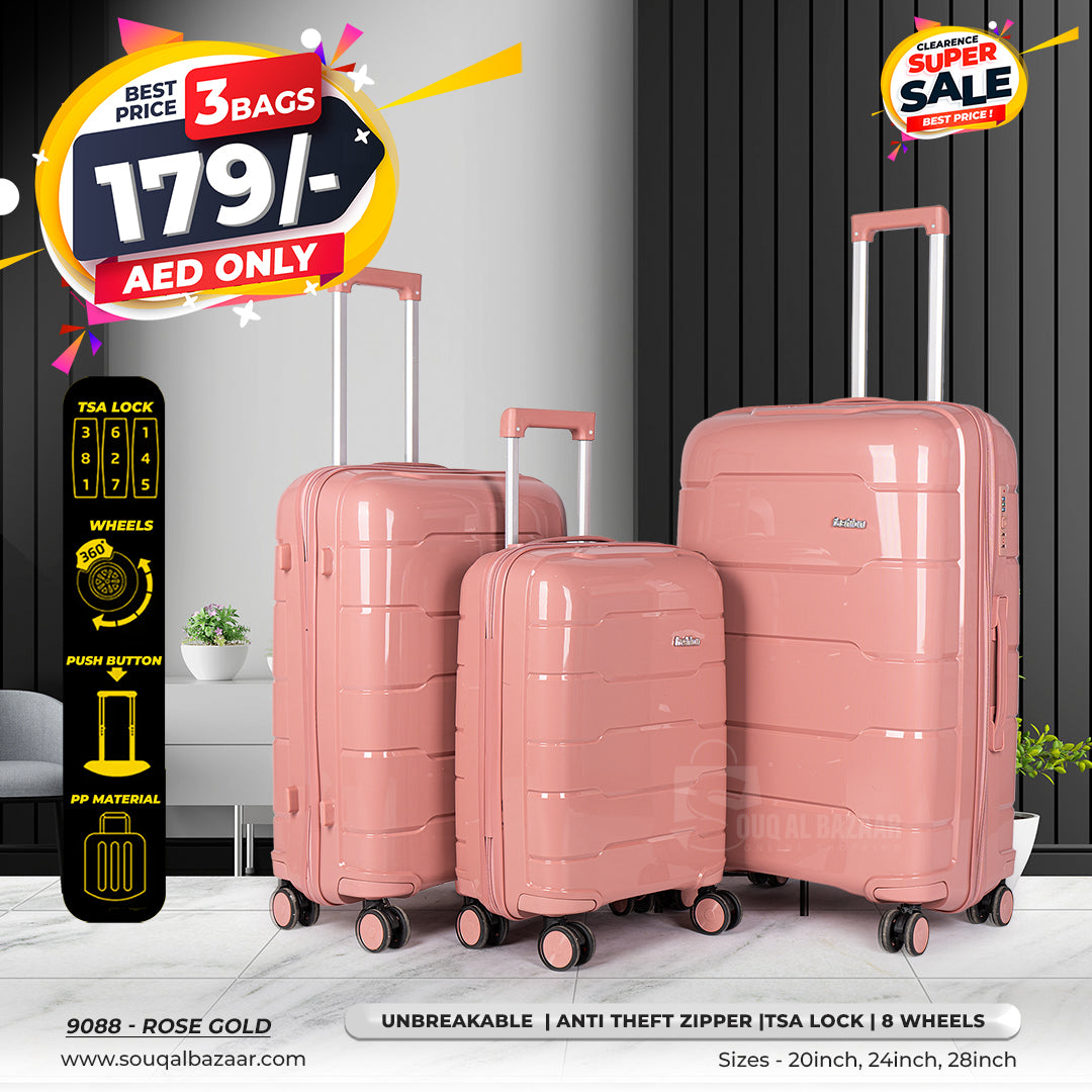 Plume Rubberized PP Unbreakable Travel Luggage Bag With 360° Spinner Wheels