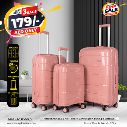 Plume Rubberized PP Unbreakable Travel Luggage Bag With 360° Spinner Wheels