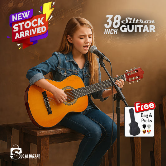 38inch Siltron Classic Guitar with Guitar Backpack & Pick. Suitable for Beginners to Professionals