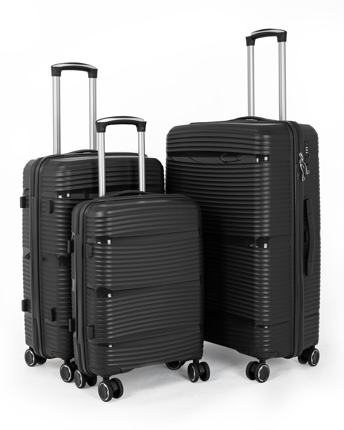 Avenue Set of 3 Rubberised PP Unbreakable Travel Luggage