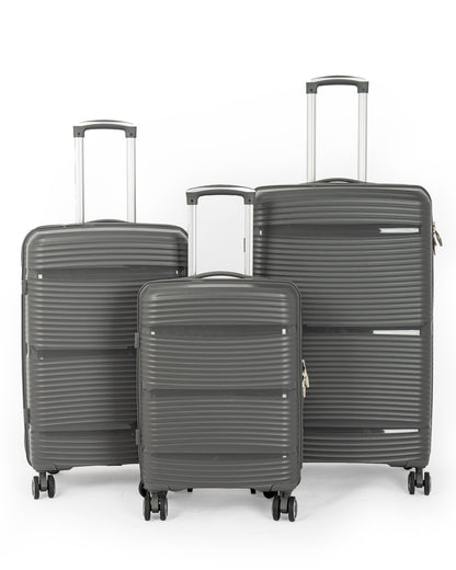 Avenue Set of 3 Rubberised PP Unbreakable Travel Luggage