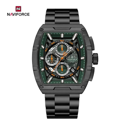 NAVIFORCE NF8066 Men’s Fashion Sports Quartz Chronograph Watch, Luminous Hollow Dial, Waterproof, with Date and Stopwatch Function