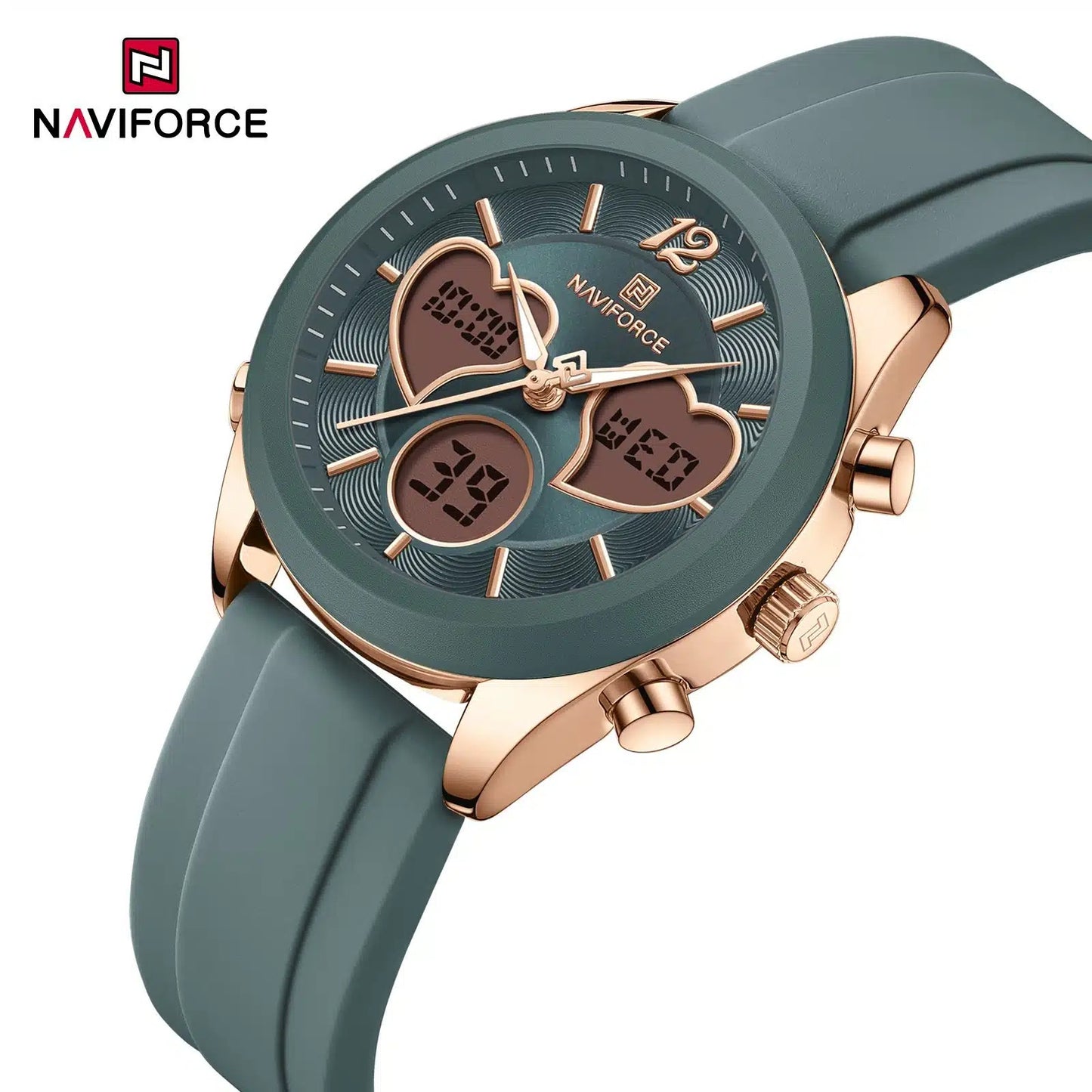 NAVIFORCE NF5045S Women’s Elegant Heart Watch, Silica Strap, Japanese Quartz Movement, Waterproof Watch (Copy)