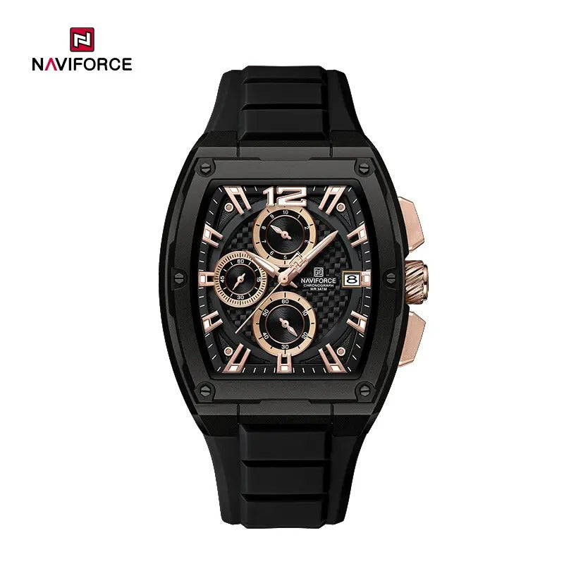 NAVIFORCE NF8050 Barrel-Shaped Case Waterproof Luminous Quartz Multifunction Men’s Watch