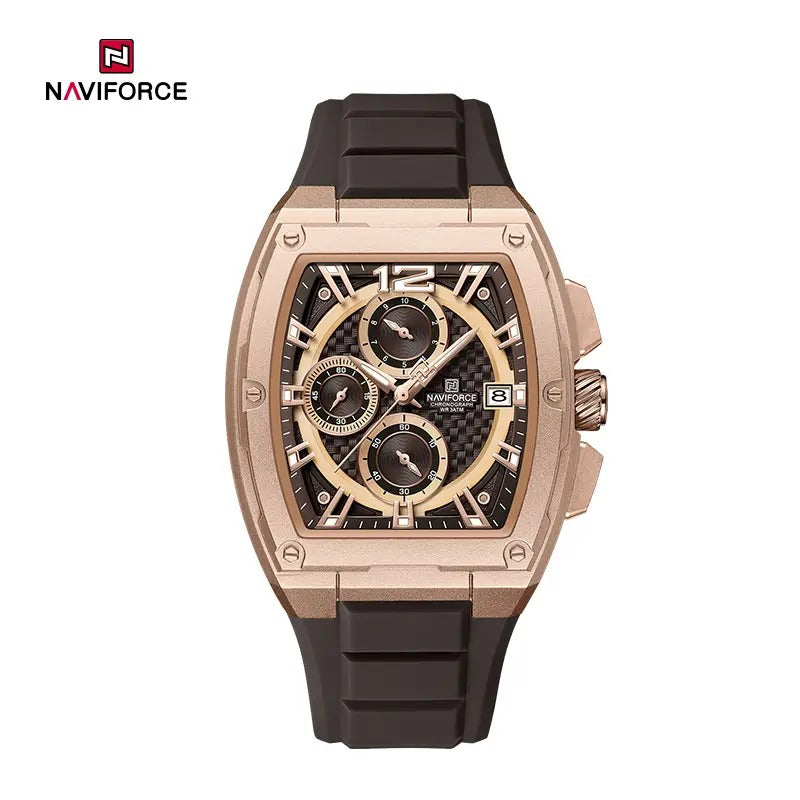 NAVIFORCE NF8050 Barrel-Shaped Case Waterproof Luminous Quartz Multifunction Men’s Watch