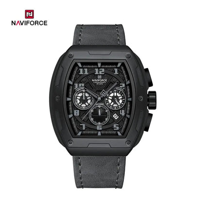 Naviforce NF8053 Brand Watch for Men Chronograph Genuine Leather Fashion Waterproof Quartz