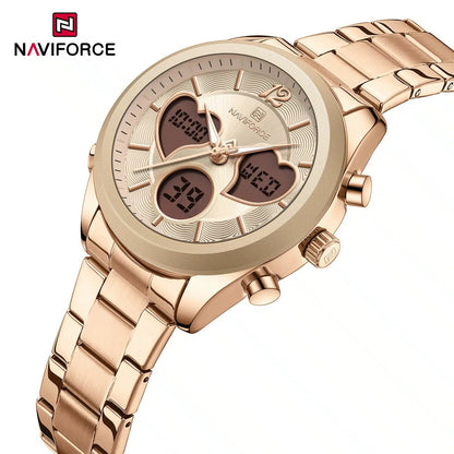 NAVIFORCE NF5045S Women’s Elegant Heart Watch, Stainless Steel, Japanese Quartz Movement, Waterproof Watch