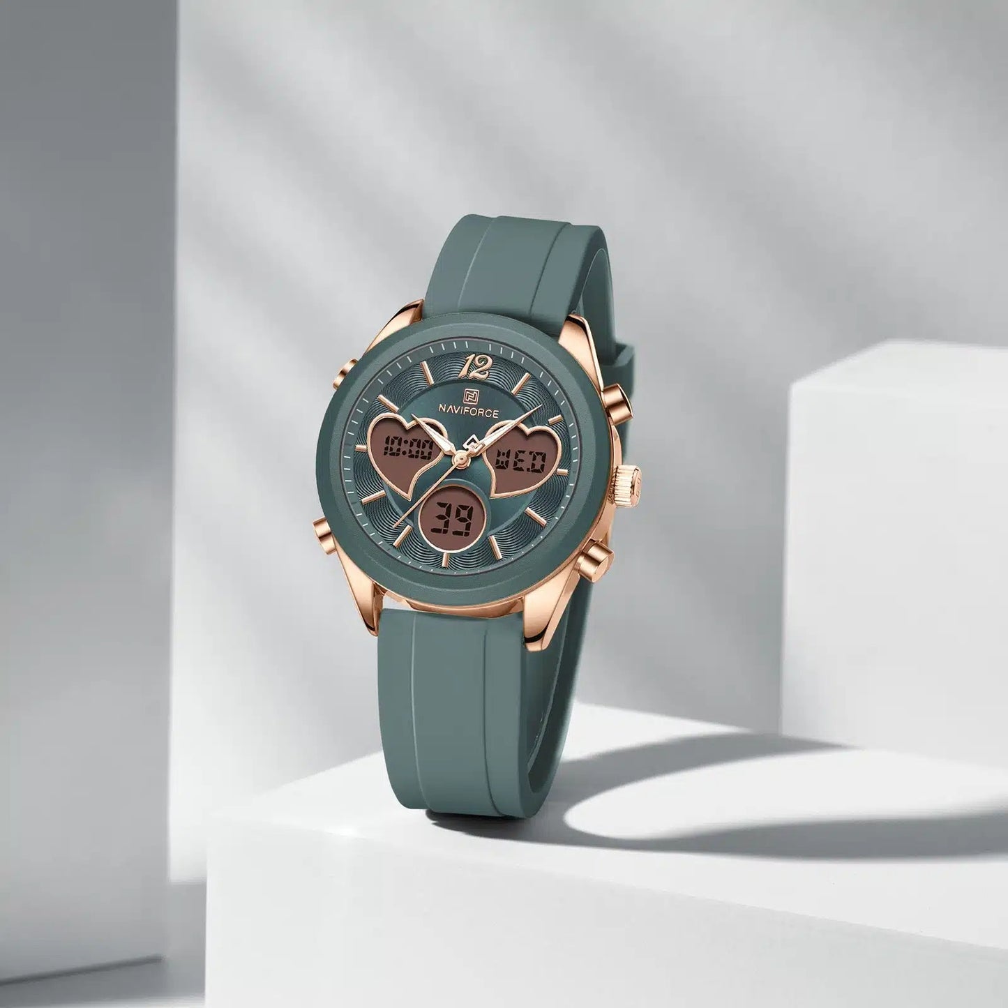 NAVIFORCE NF5045S Women’s Elegant Heart Watch, Silica Strap, Japanese Quartz Movement, Waterproof Watch (Copy)