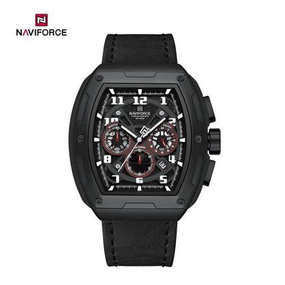 Naviforce NF8053 Brand Watch for Men Chronograph Genuine Leather Fashion Waterproof Quartz