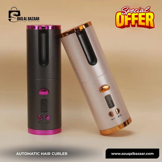 Automatic Hair Curler – USB Rechargeable Ceramic Curling Iron with LCD Display & Temperature Control