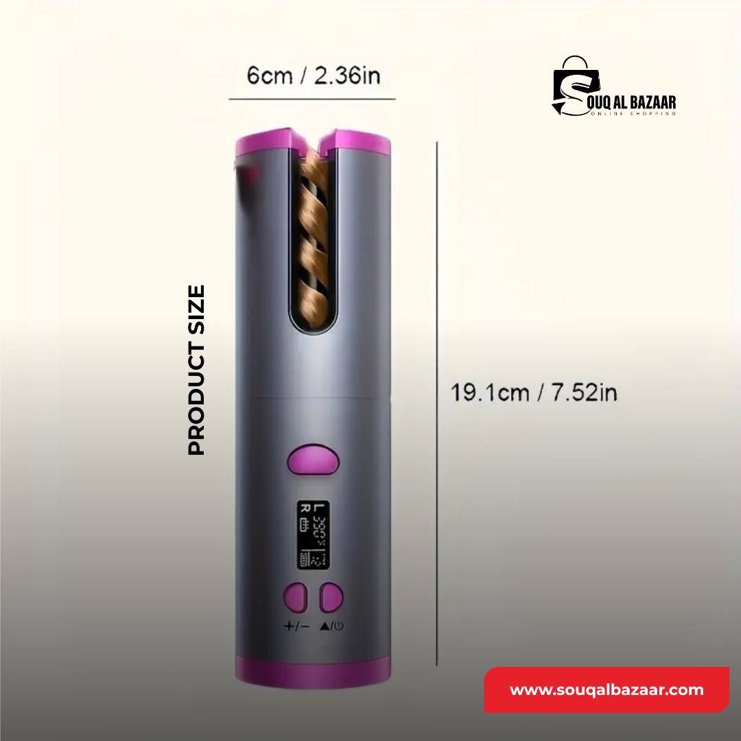Automatic Hair Curler – USB Rechargeable Ceramic Curling Iron with LCD Display & Temperature Control