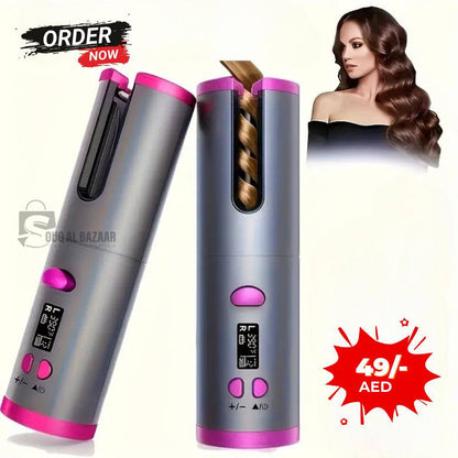 Automatic Hair Curler – USB Rechargeable Ceramic Curling Iron with LCD Display & Temperature Control