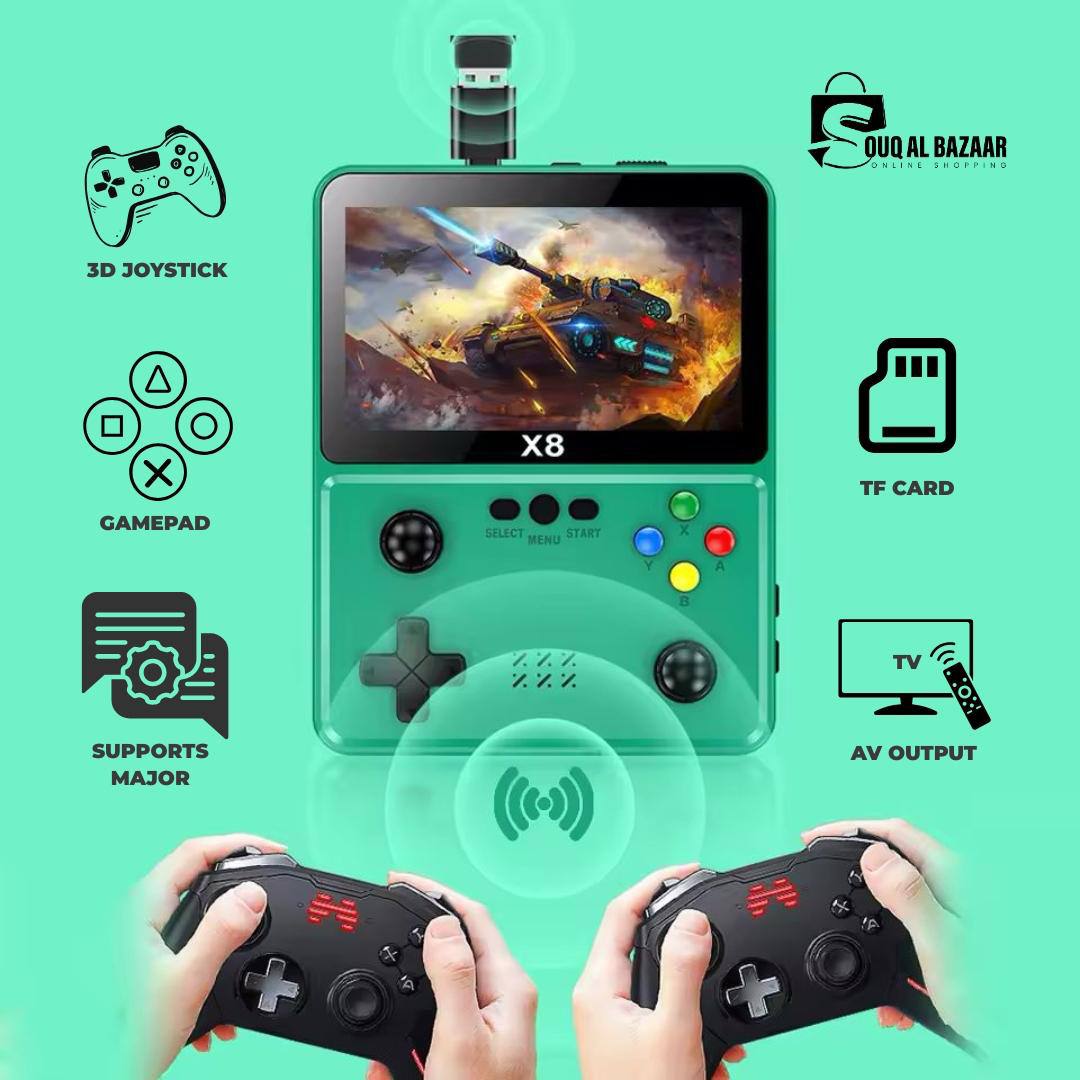 X8 Retro Handheld Game Console 4 Inch IPS Screen 10 Emulator Handheld Game Console Dual Operated Video Game Player 2000