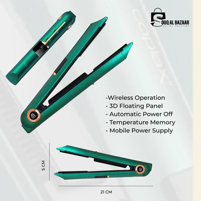 Cordless Hair Straightener USB Rechargeable Mini Size Straightener 2-in-1 Curling Wand & Straightener