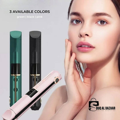 Cordless Hair Straightener USB Rechargeable Mini Size Straightener 2-in-1 Curling Wand & Straightener