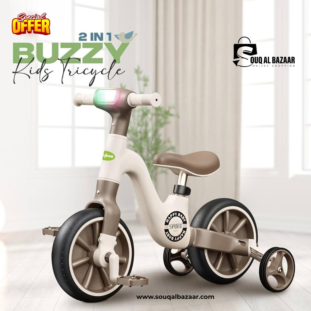 Buzzy 2-in-1 Kids Tricycle | Adjustable Seat, 360° Steering & Durable Wheels