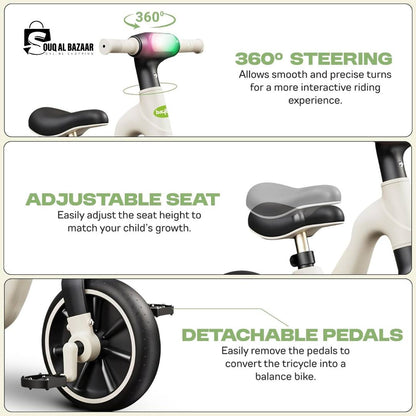 Buzzy 2-in-1 Kids Tricycle | Adjustable Seat, 360° Steering & Durable Wheels