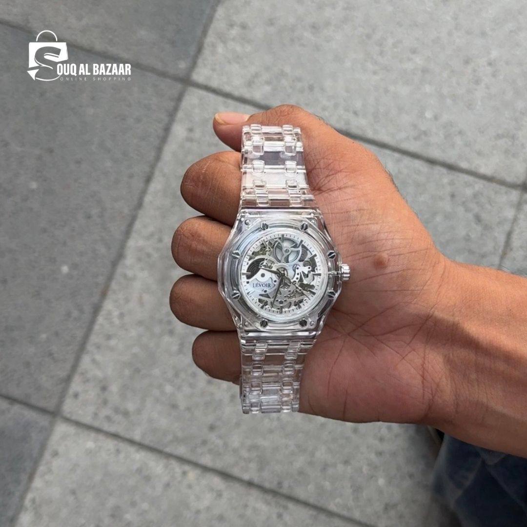 Transparent Premium Chain Watch | Waterproof Quartz Watch with stylish strap
