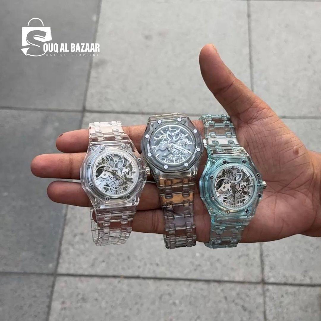 Transparent Premium Chain Watch | Waterproof Quartz Watch with stylish strap