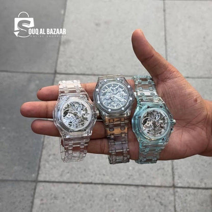 Transparent Premium Chain Watch | Waterproof Quartz Watch with stylish strap