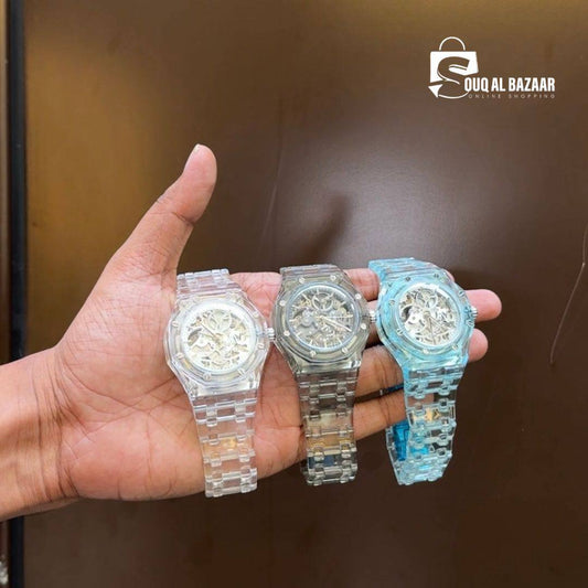 Transparent Premium Chain Watch | Waterproof Quartz Watch with stylish strap
