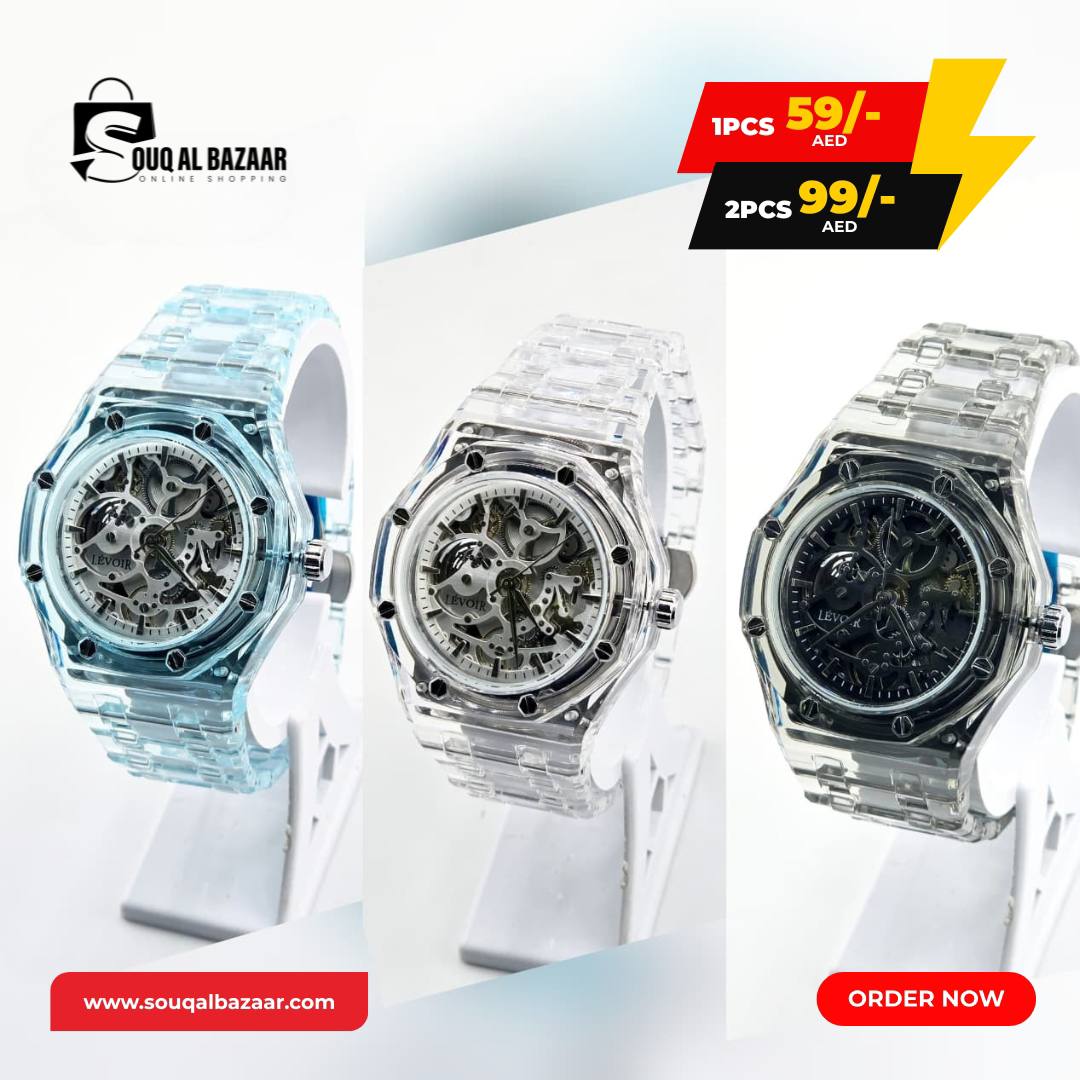 Transparent Premium Chain Watch | Waterproof Quartz Watch with stylish strap