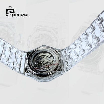 Transparent Premium Chain Watch | Waterproof Quartz Watch with stylish strap